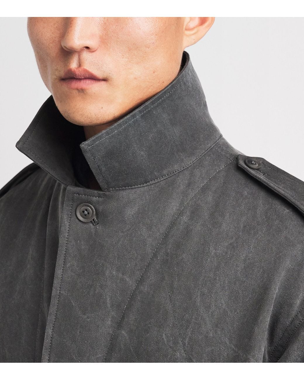 Yohji Yamamoto Gray Cotton Twill Padded Jacket for men