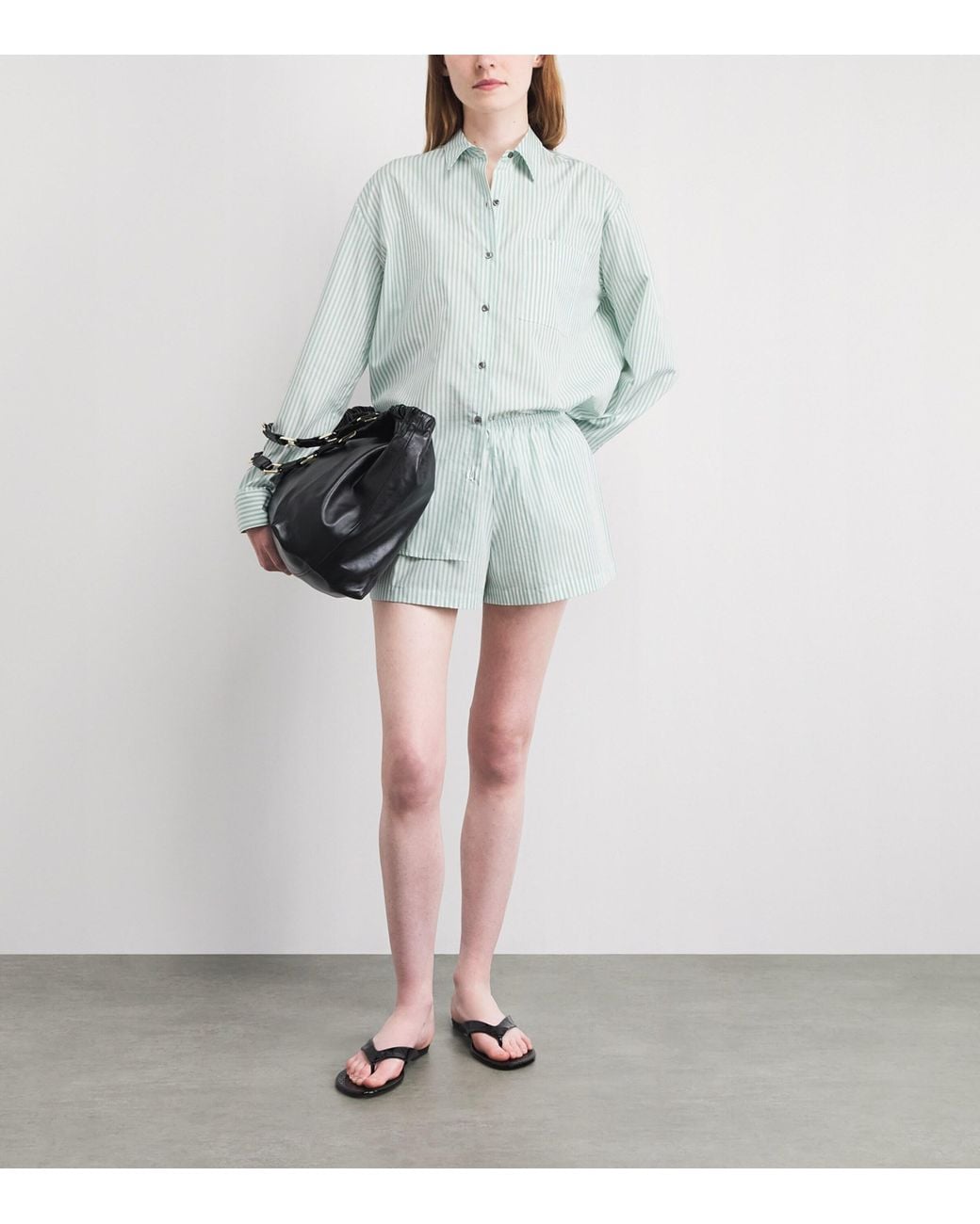 Leset Blue Cotton-Blend Stripe Yoshi Shorts