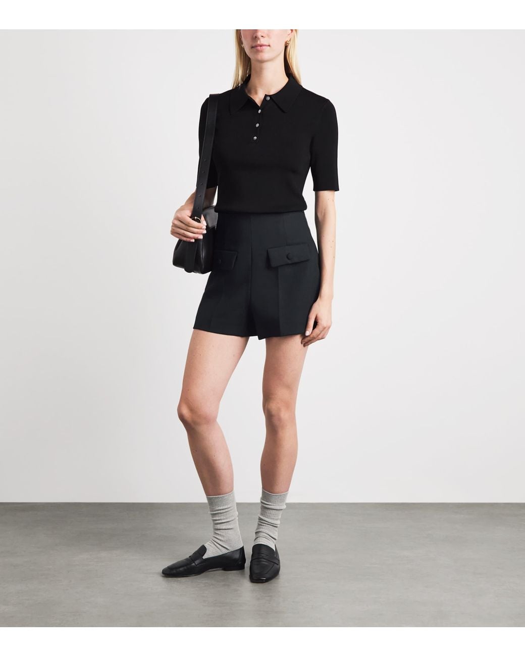 Sandro Black Wool High-Rise Shorts