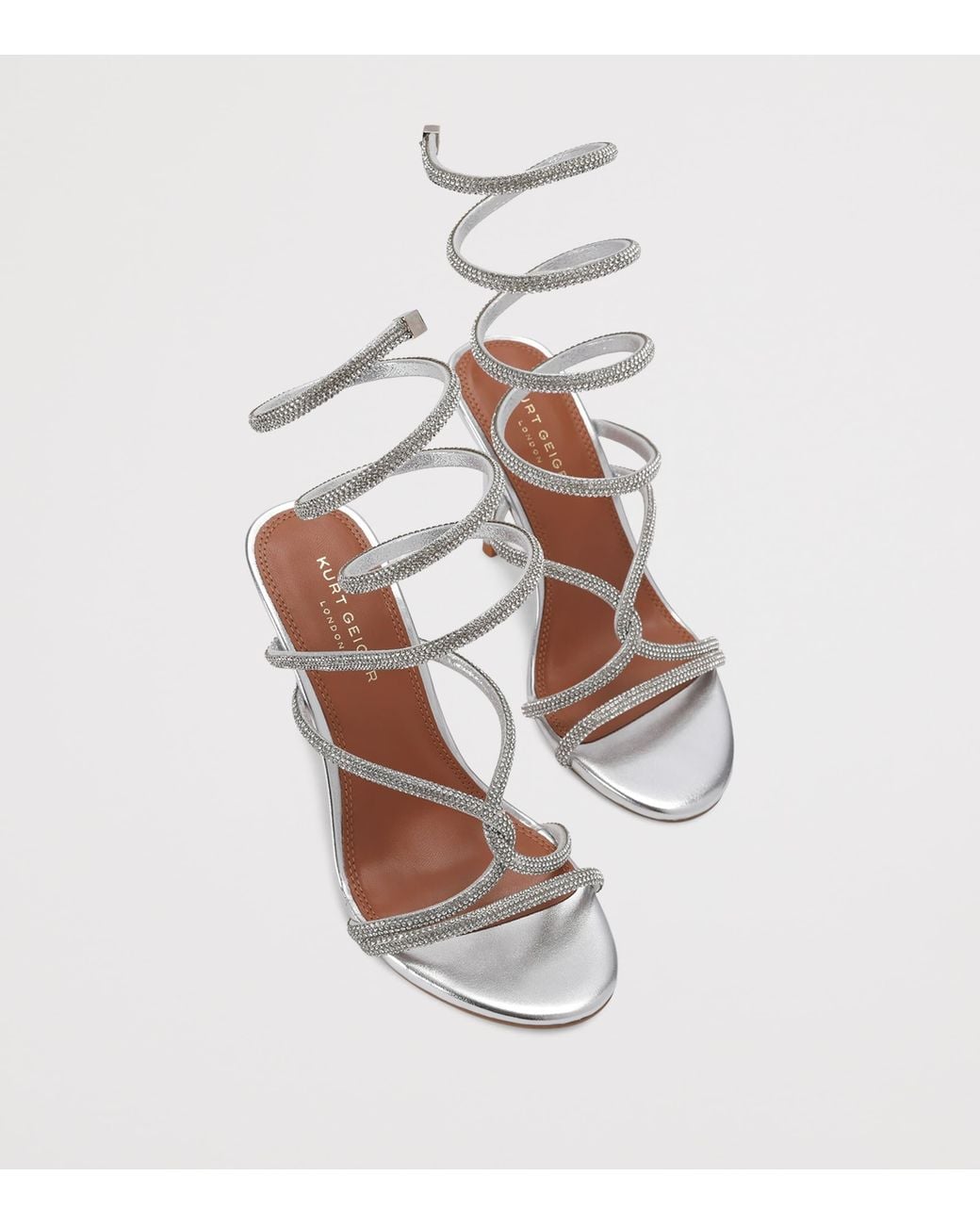 Kurt Geiger White Embellished Spiral Sandals 90