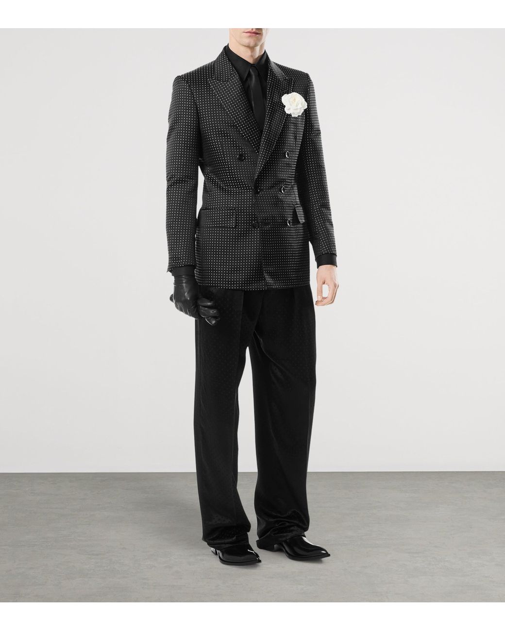 Tom Ford Black Silk-Blend Wide-Leg Trousers for men