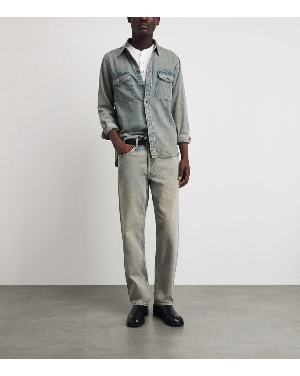 Rag & Bone Gray Denim Twin-Pocket Overshirt for men