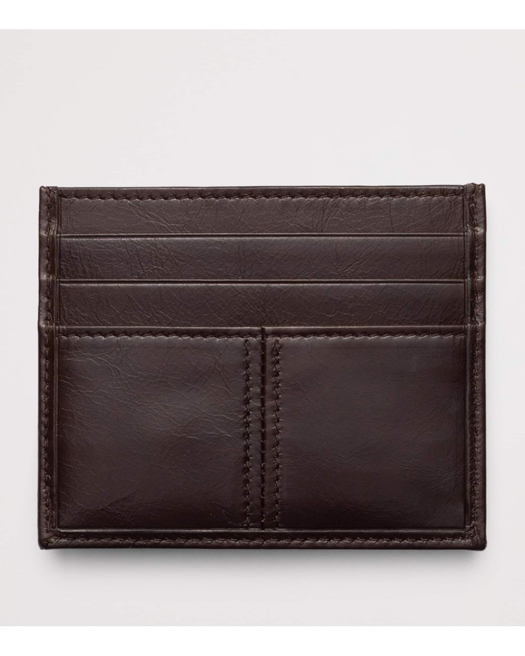 Prada Brown Leather Triangle Card Holder for men