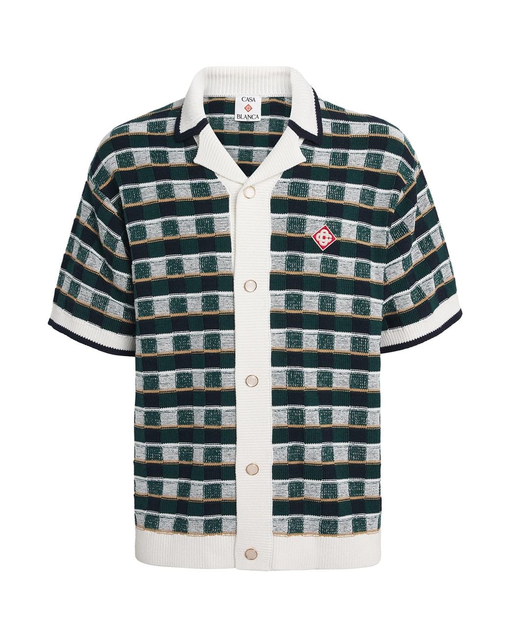 Casablanca Green Cotton Crochet Mosaic Shirt for men