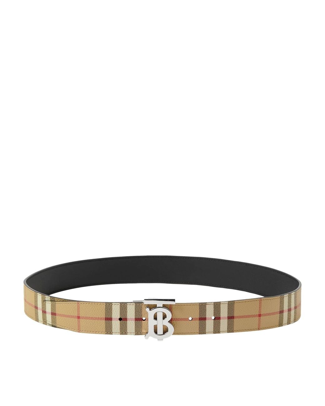 Burberry Natural Leather And Check Reversible Tb Belt for men