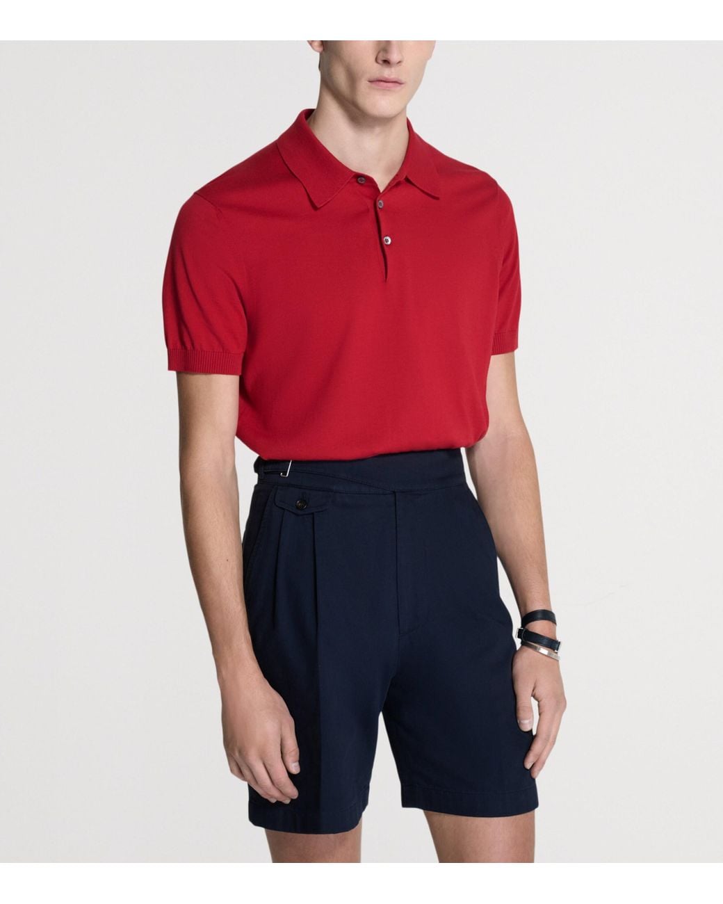 Dunhill Red Cotton-Mulberry Silk Polo Shirt for men
