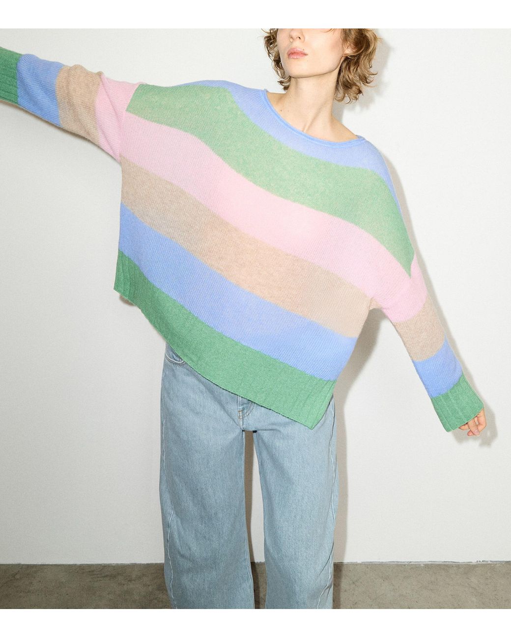 MAX&Co. Green Linen Striped Sweater
