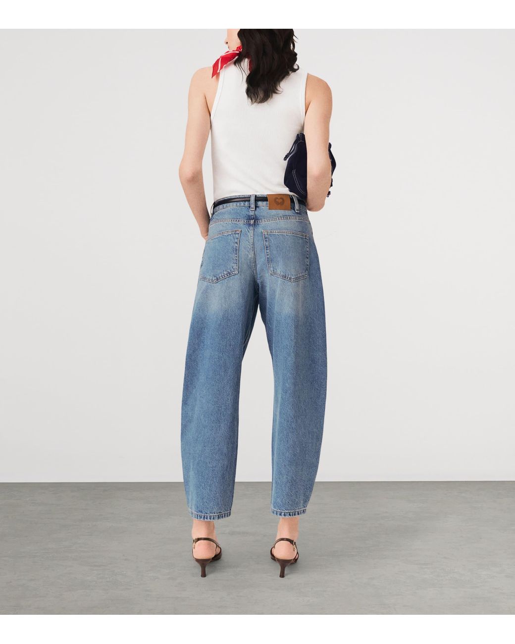Maje Blue Cropped Barrel Jeans
