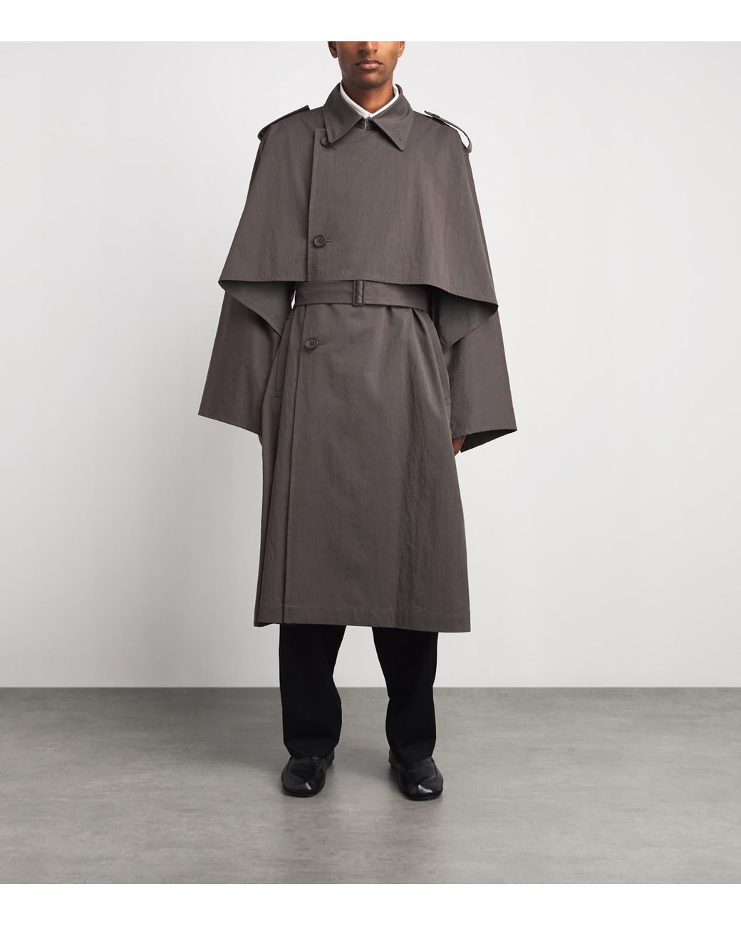 IM MEN Gray Overlap Trench Coat for men