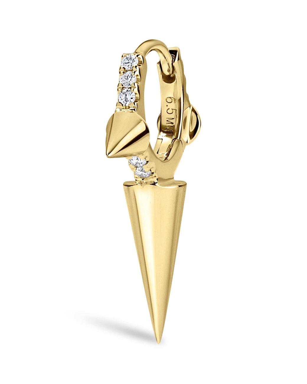 Maria Tash Metallic Triple Long Spike Diamond Eternity Single Hoop Earring