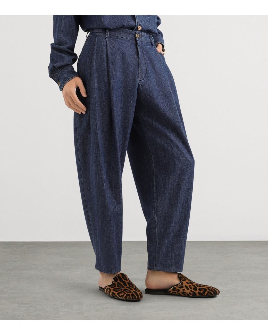 Dolce & Gabbana Blue Barrel-Leg Jeans for men