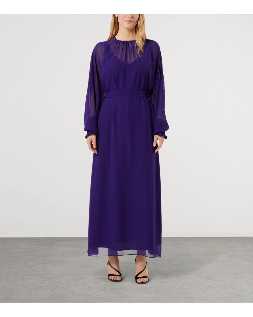 Marina Rinaldi Purple Gauze Maxi Dress And Cardigan