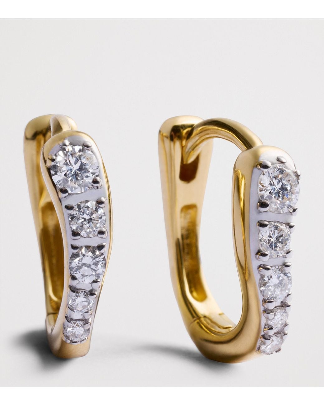 Monica Vinader Metallic Vermeil And Diamond Riva Huggie Earrings