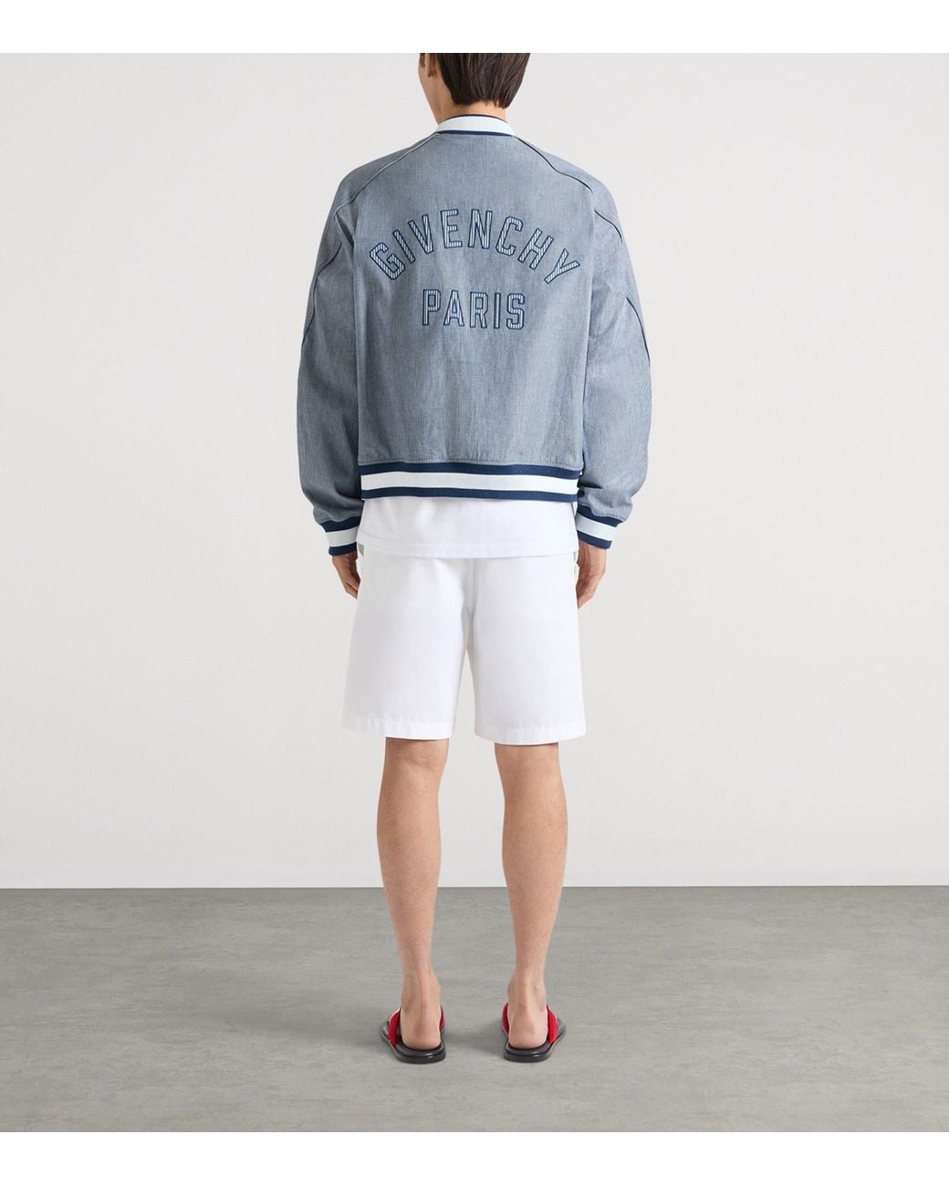 Givenchy Blue Cotton Stripe Bomber Jacket for men