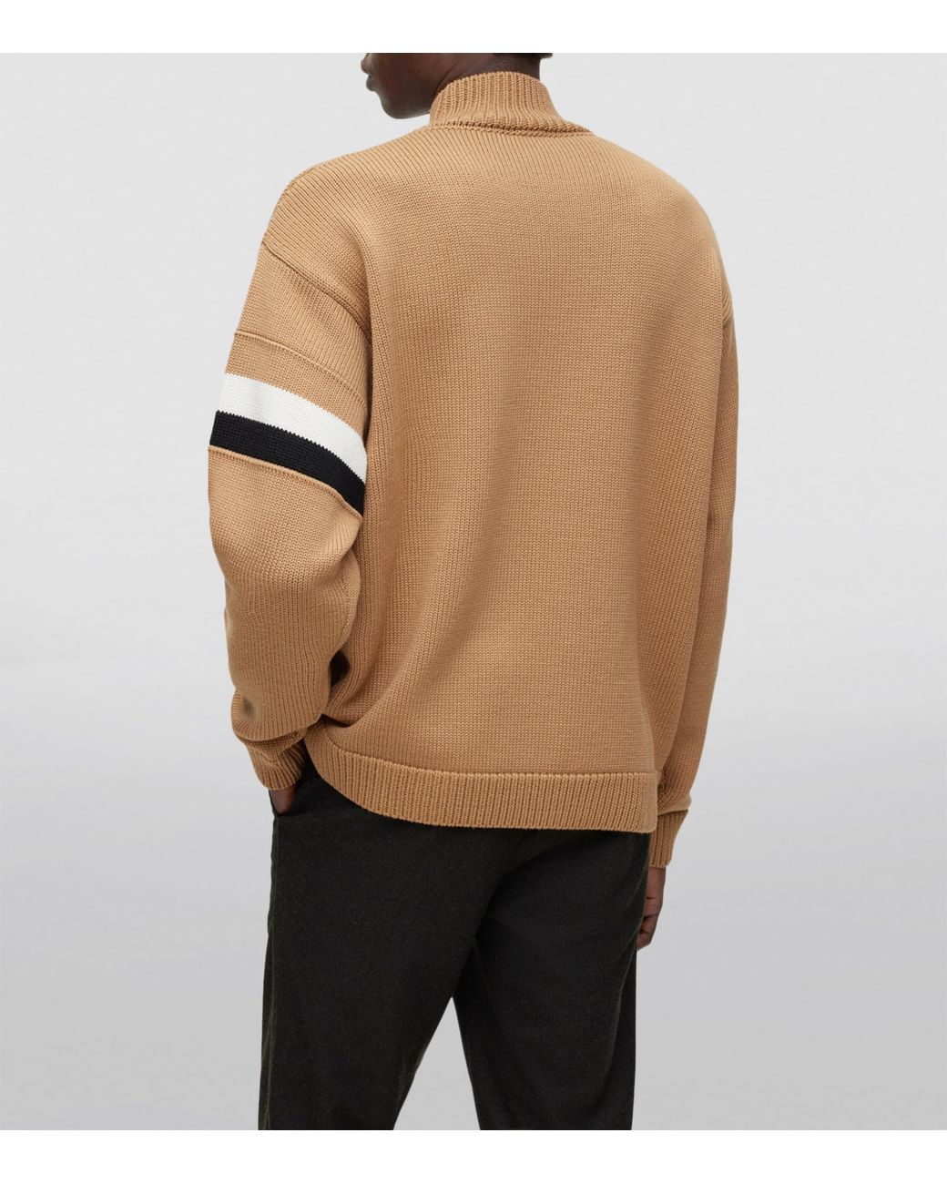 Boss Brown Wool Signature Stripe Sweater for men