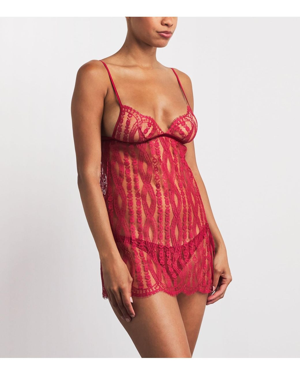 Coco De Mer Red Lace Renata Slip Dress