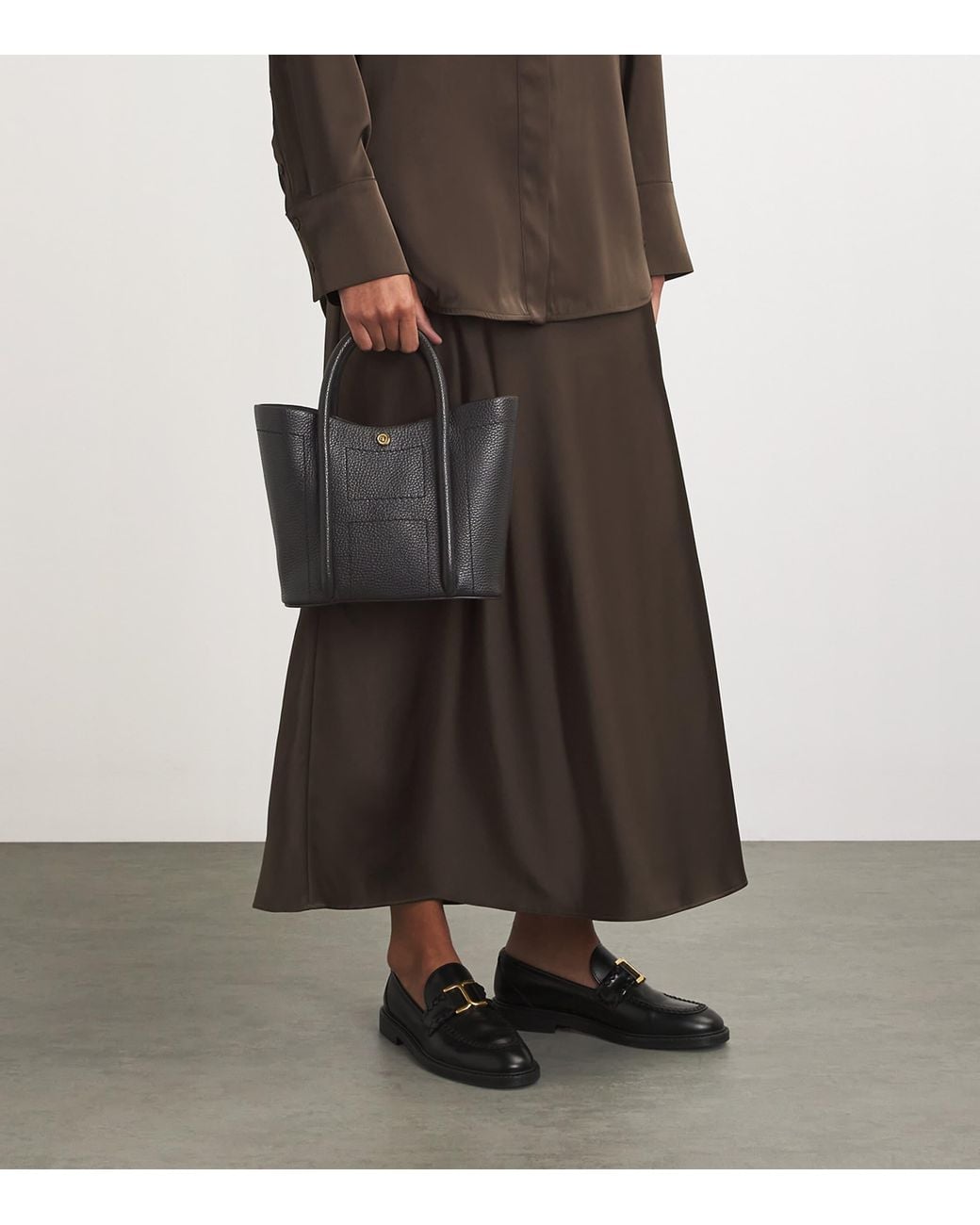 Harrods Black Grab Leather Rope Tote Bag