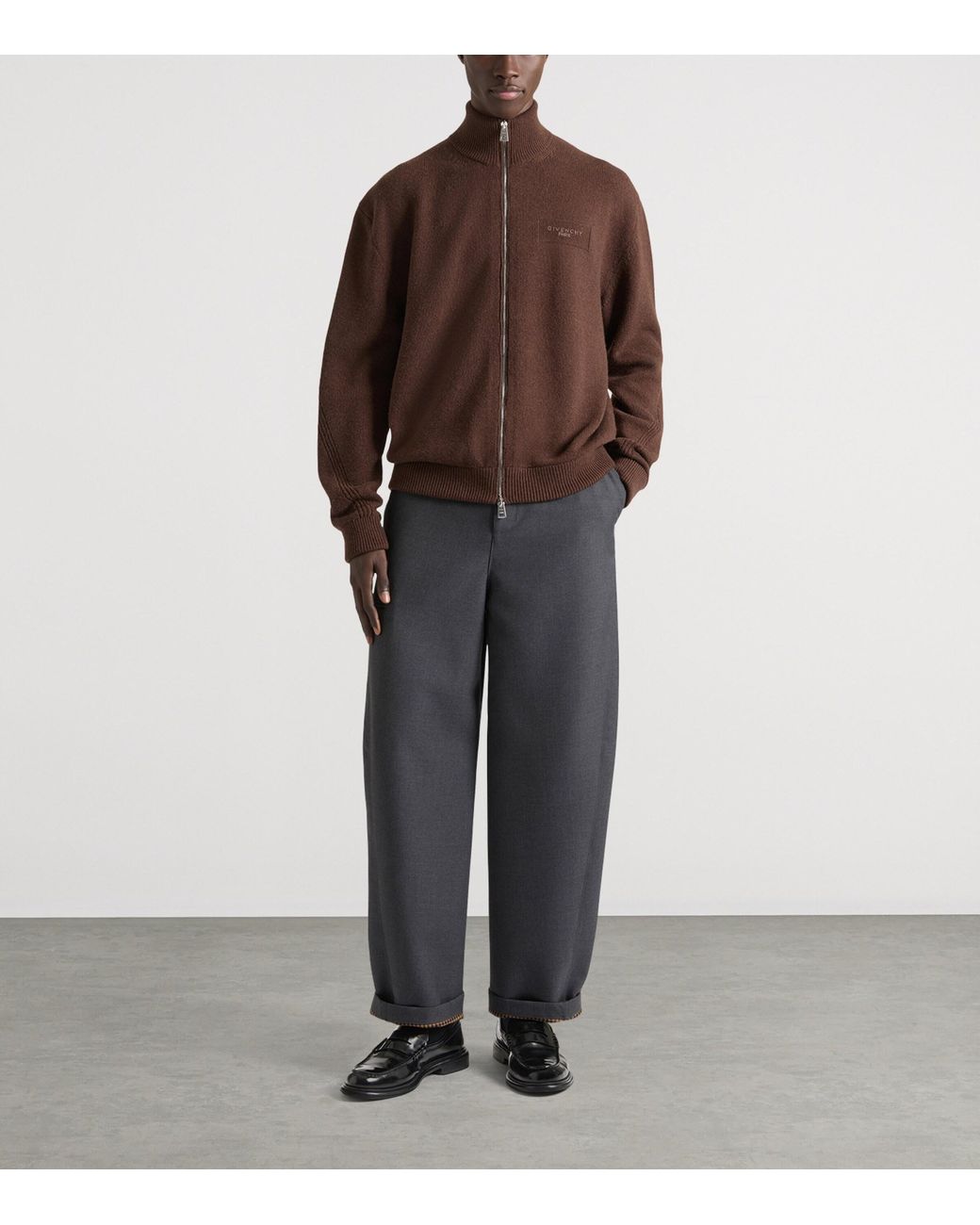 Givenchy Gray Wool-Silk Couture Seam Trousers for men