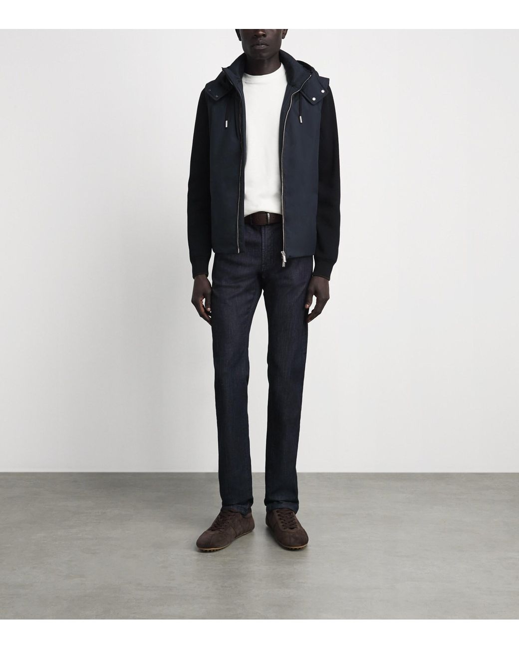 Moorer Blue Quilted Hybrid Jacket for men