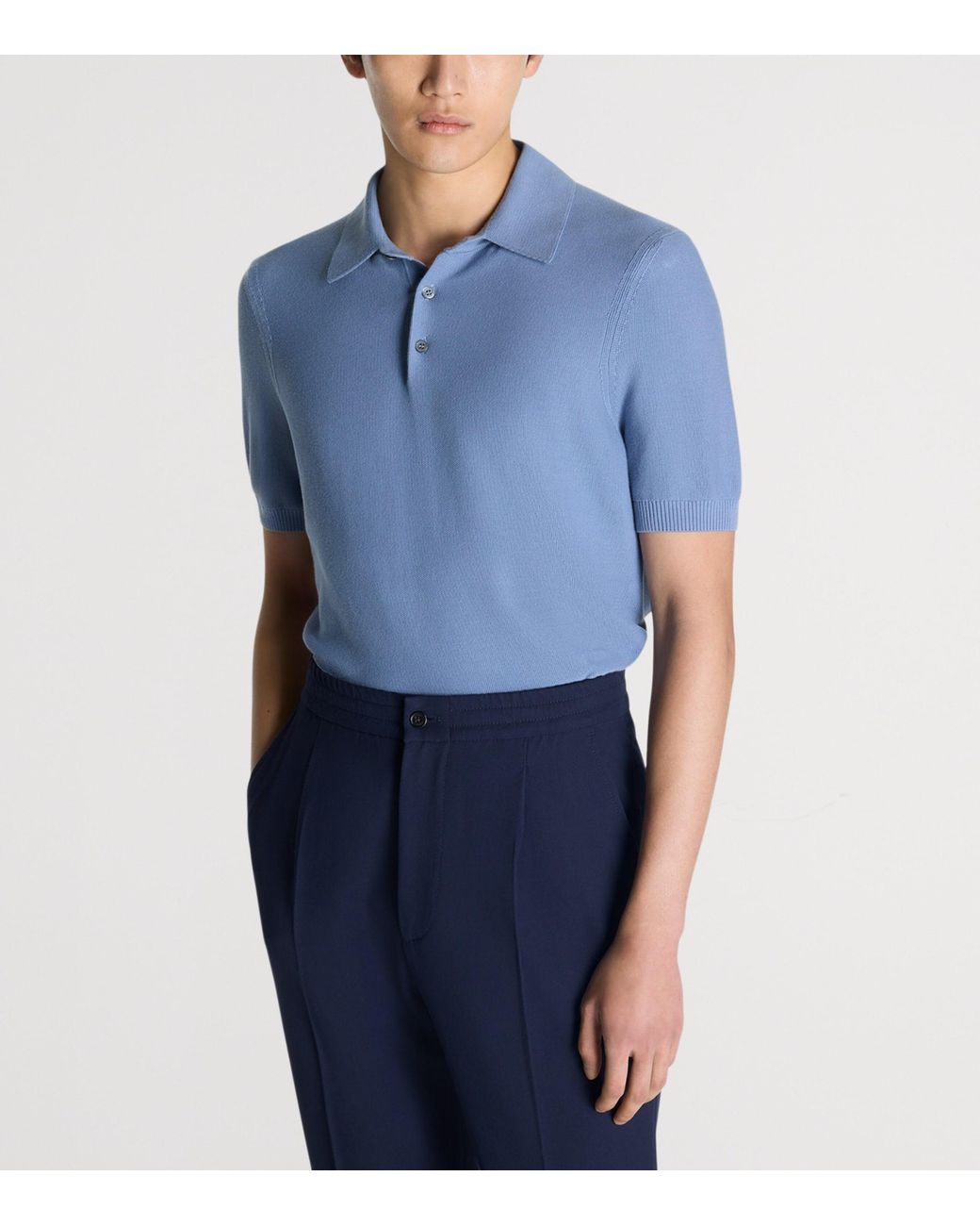 Dunhill Blue Cotton Piqué Polo Shirt for men