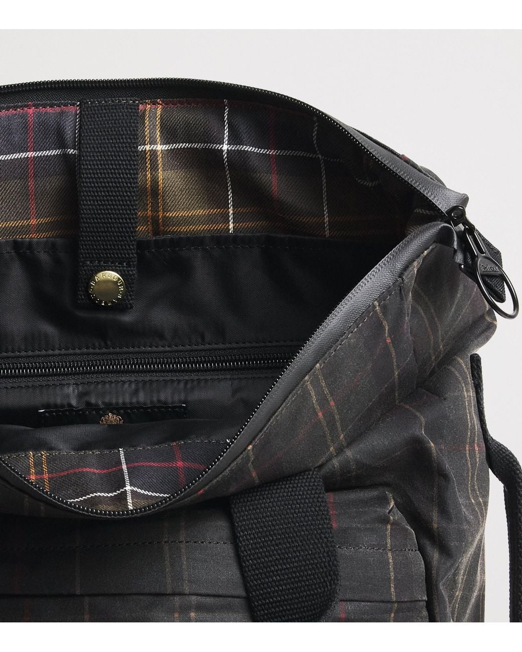 Barbour Black Waxed Cotton Field Backpack for men