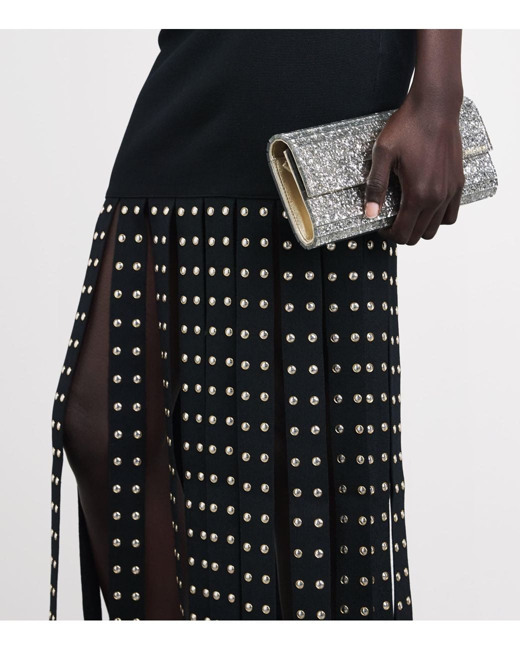 Sandro Black Knitted Fringe Midi Dress