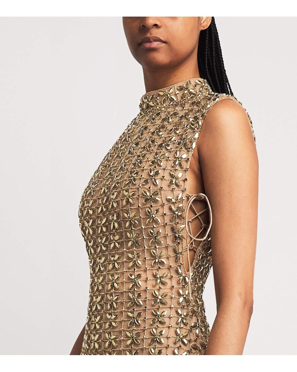 Rachel Gilbert Natural Embellished Indi Gown