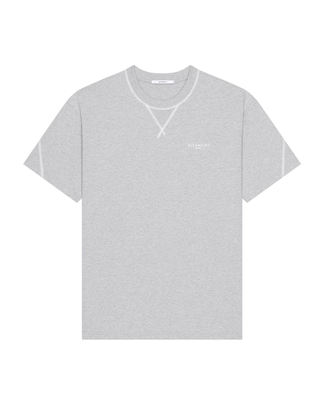 Givenchy White Cotton Contrast-Stitch Logo T-Shirt for men