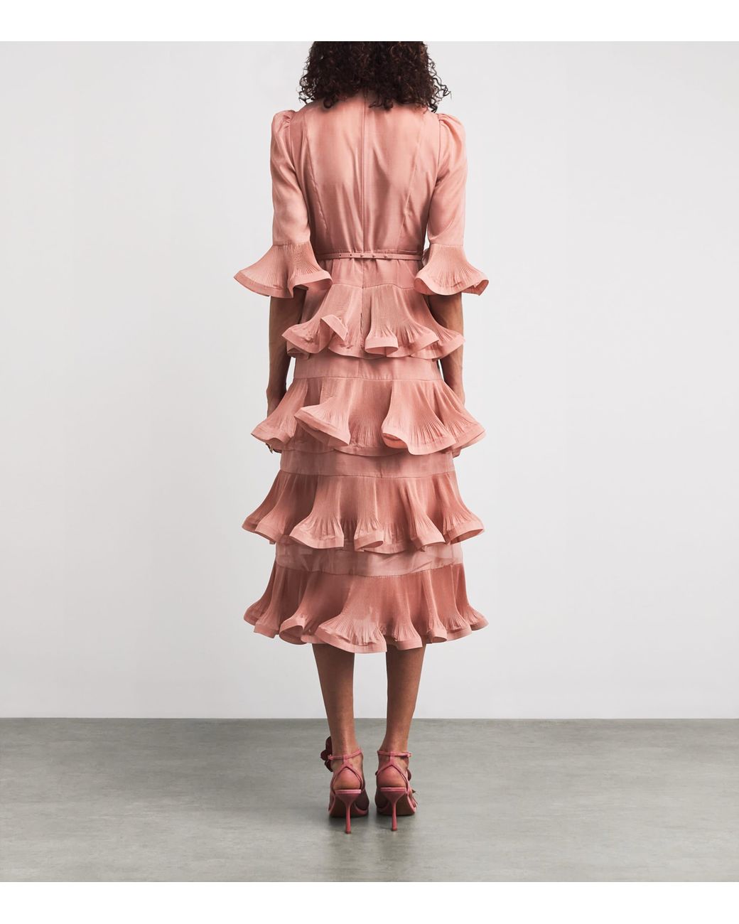 open lace back dress Zimmermann Pleated Mini Dress, Peach, Size 3