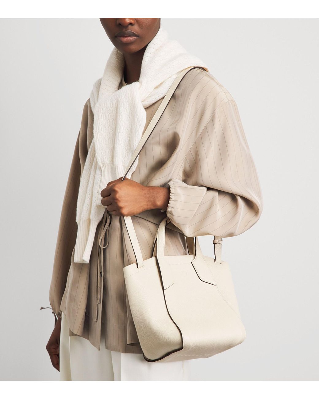 Harrods Natural Small Leather Freya Tote Bag