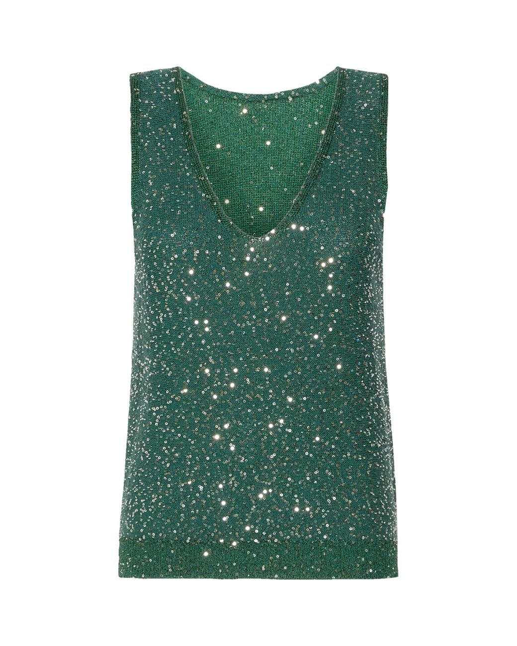 Weekend by Maxmara Green Knitted Sequin Tank Top