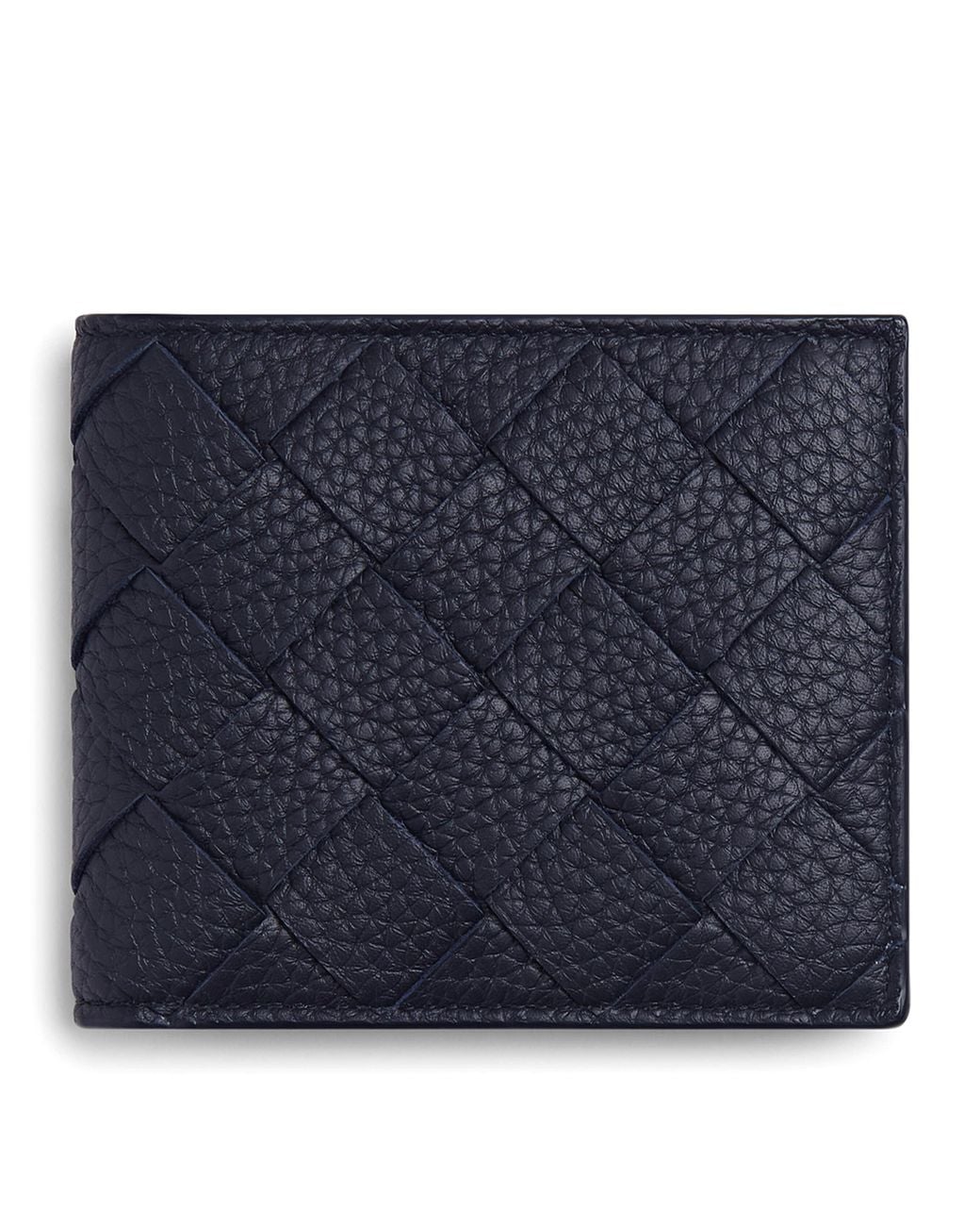 Bottega Veneta Blue Leather Intrecciato Bifold Wallet for men