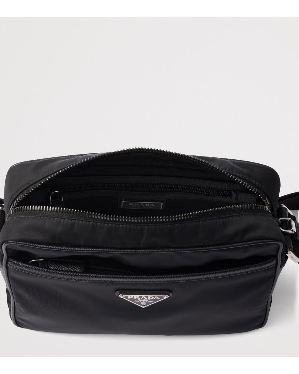 Prada Black Re-Nylon Saffiano Leather-Trim Shoulder Bag for men