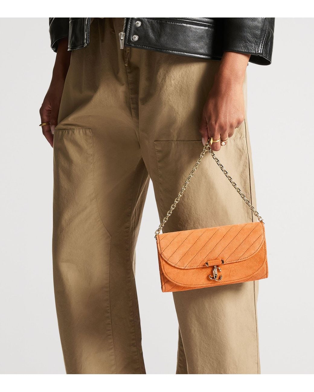 Jimmy Choo Orange Curve Leather Chain Wallet