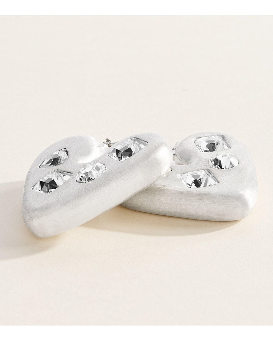 Jacquemus Natural Crystal-Embellished Heart Earrings
