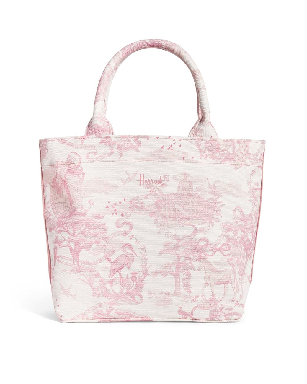 Harrods Pink Small Toile Print Tote Bag