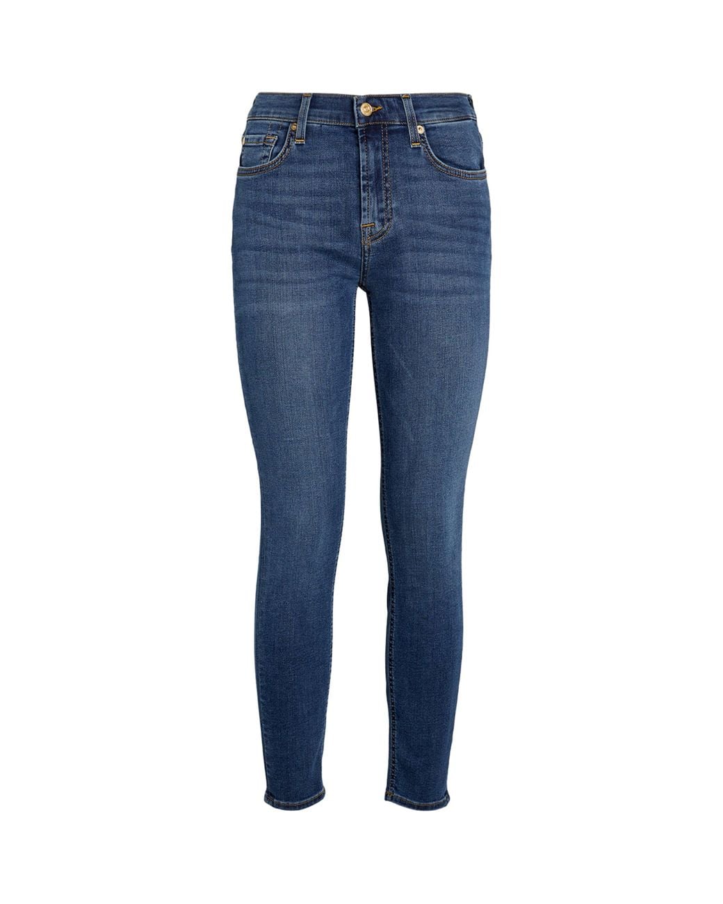 7 For All Mankind Blue Bair High-Rise Ankle Skinny Jeans