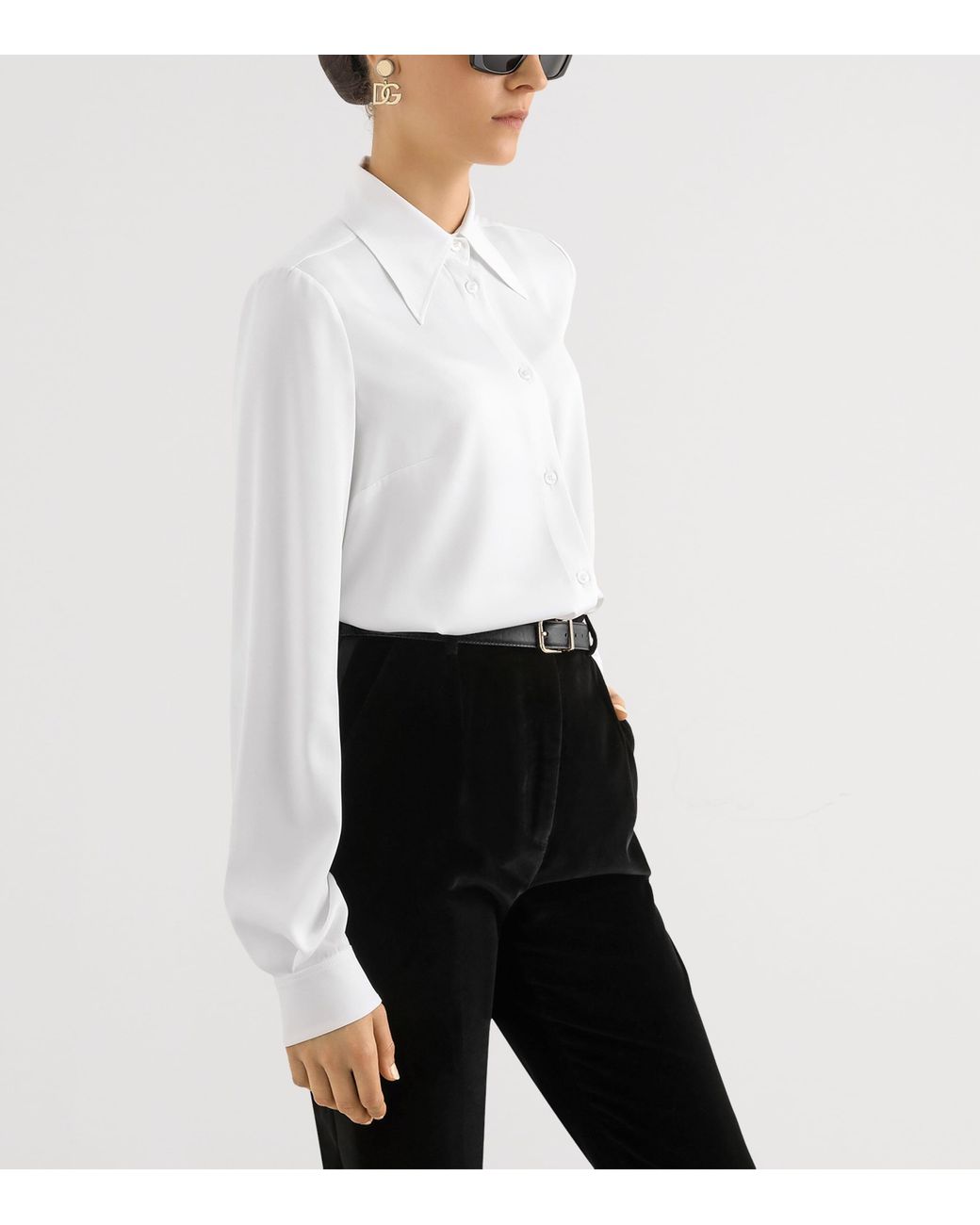 Dolce & Gabbana White Stretch-Silk Shirt