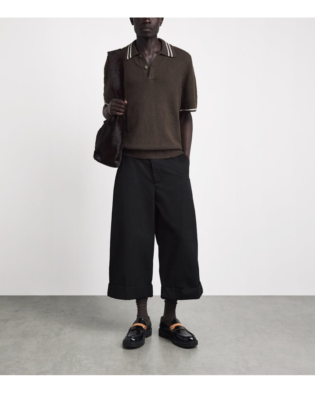 Samsøe & Samsøe Black Bouclé Sapedro Polo Shirt for men