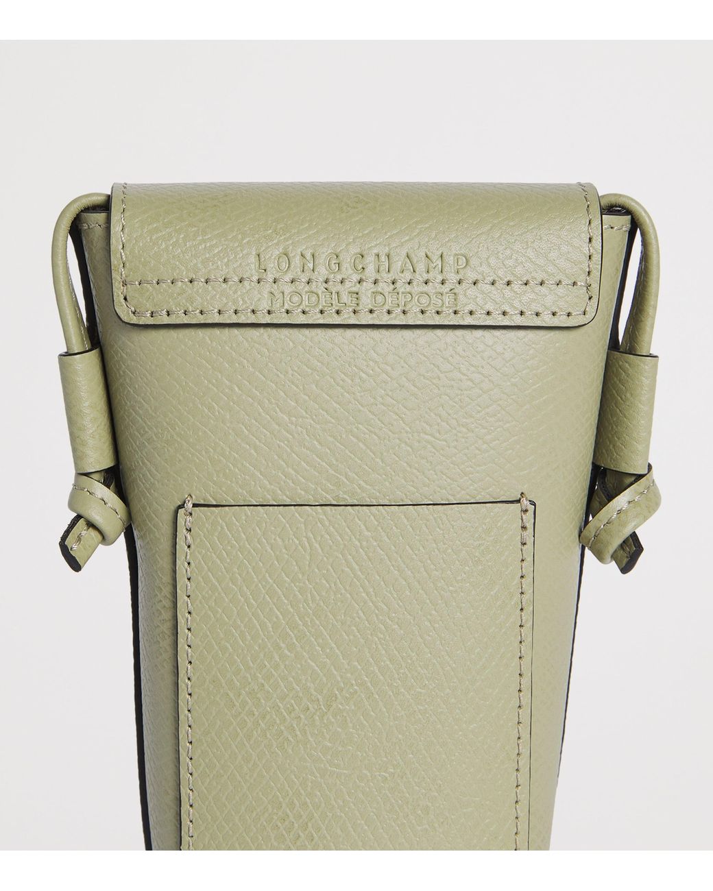 Longchamp Green Leather Épure Phone Case With Strap