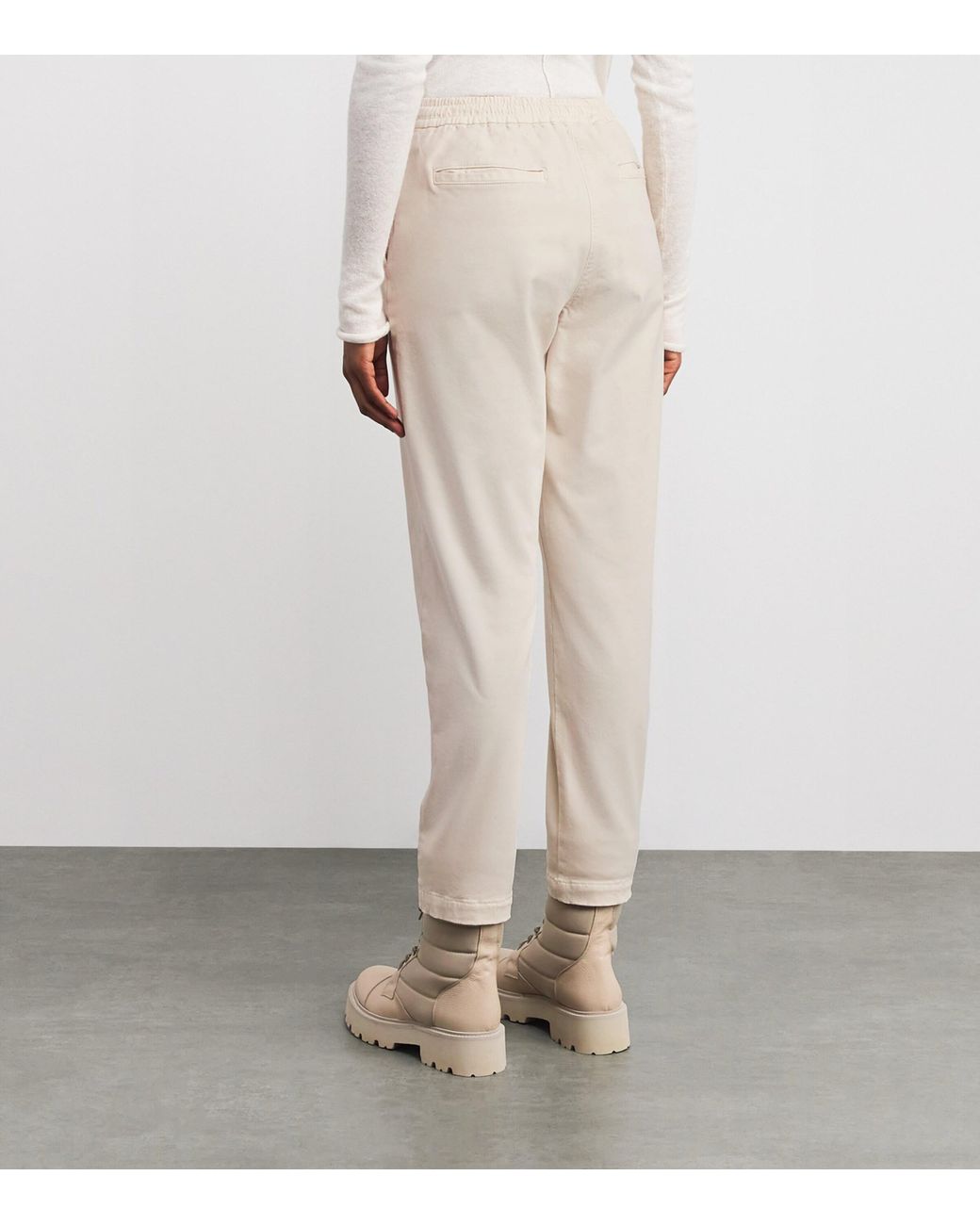 Eleventy Natural Cotton-Blend Drawstring Trousers