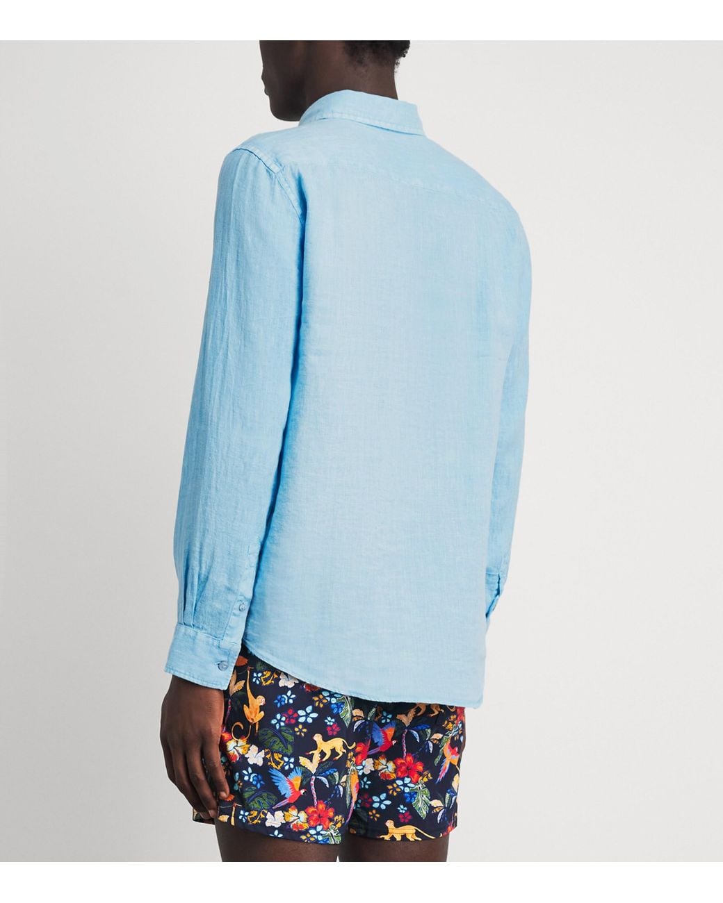 Vilebrequin Blue Linen Caroubis Shirt for men