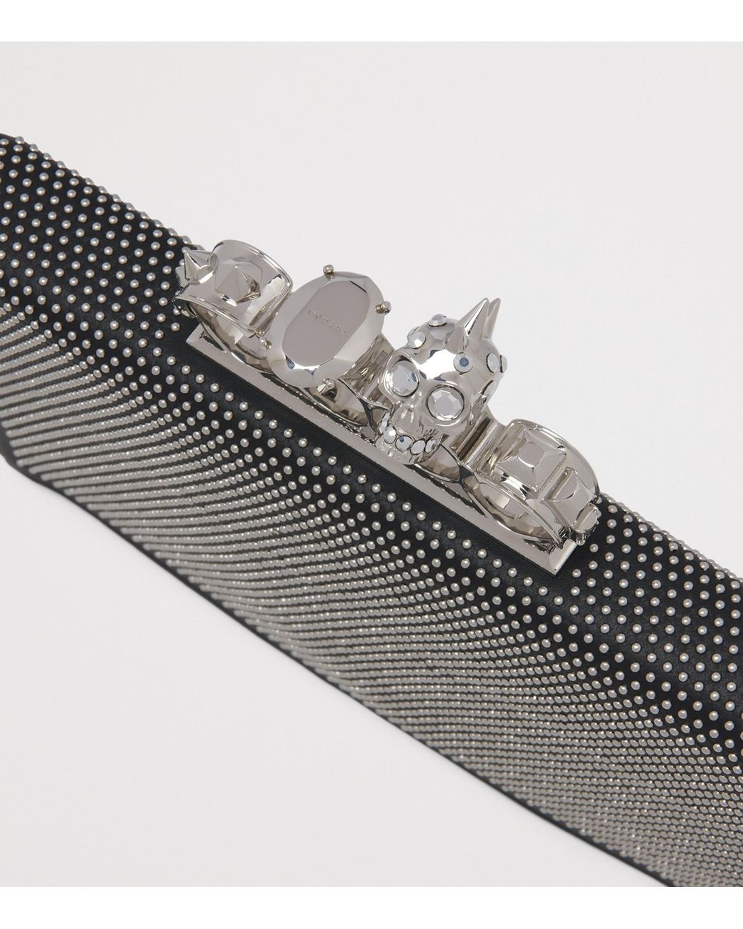 McQueen Black Skull Four-Ring Pouch