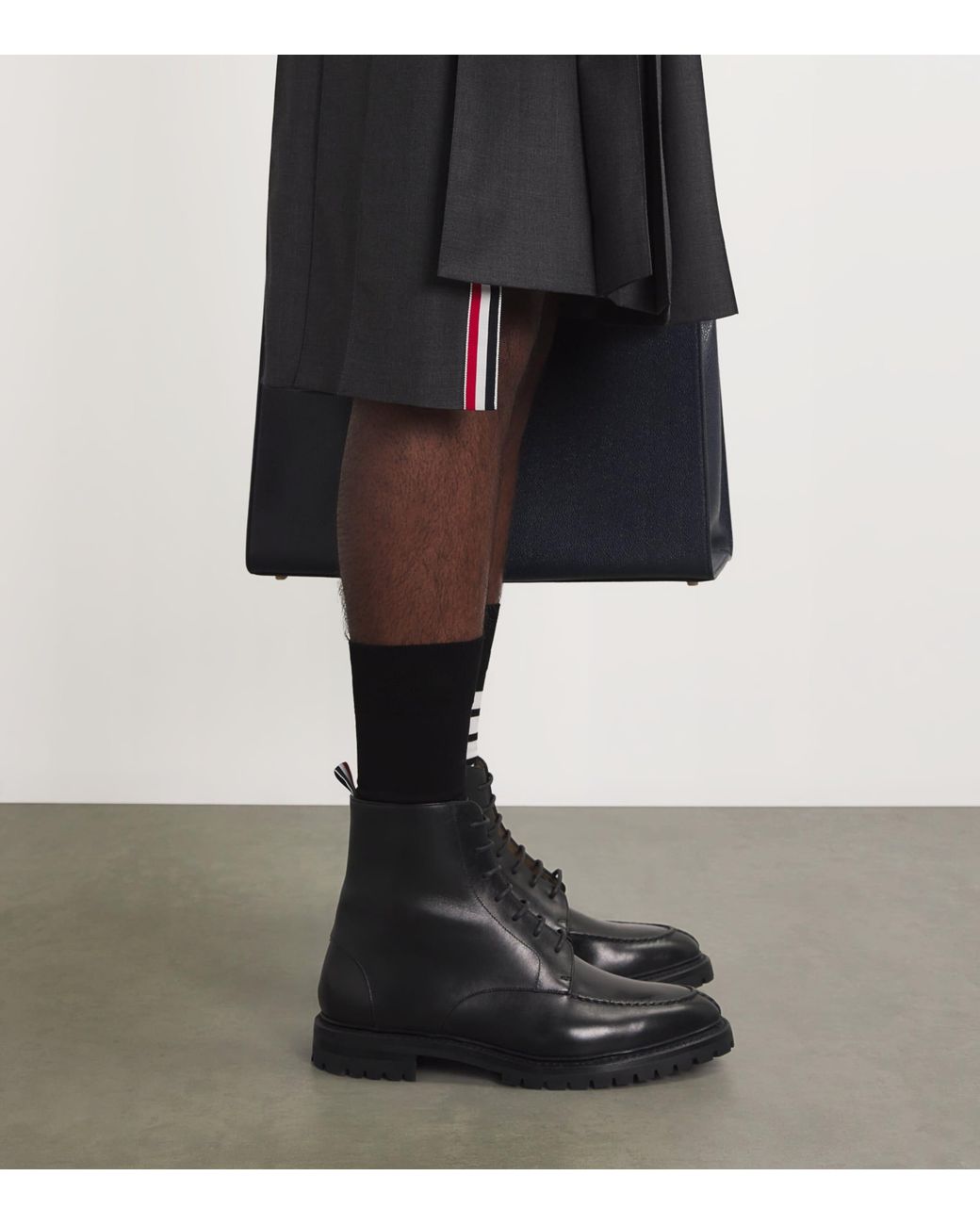 Thom Browne Black Leather Commando Boots for men