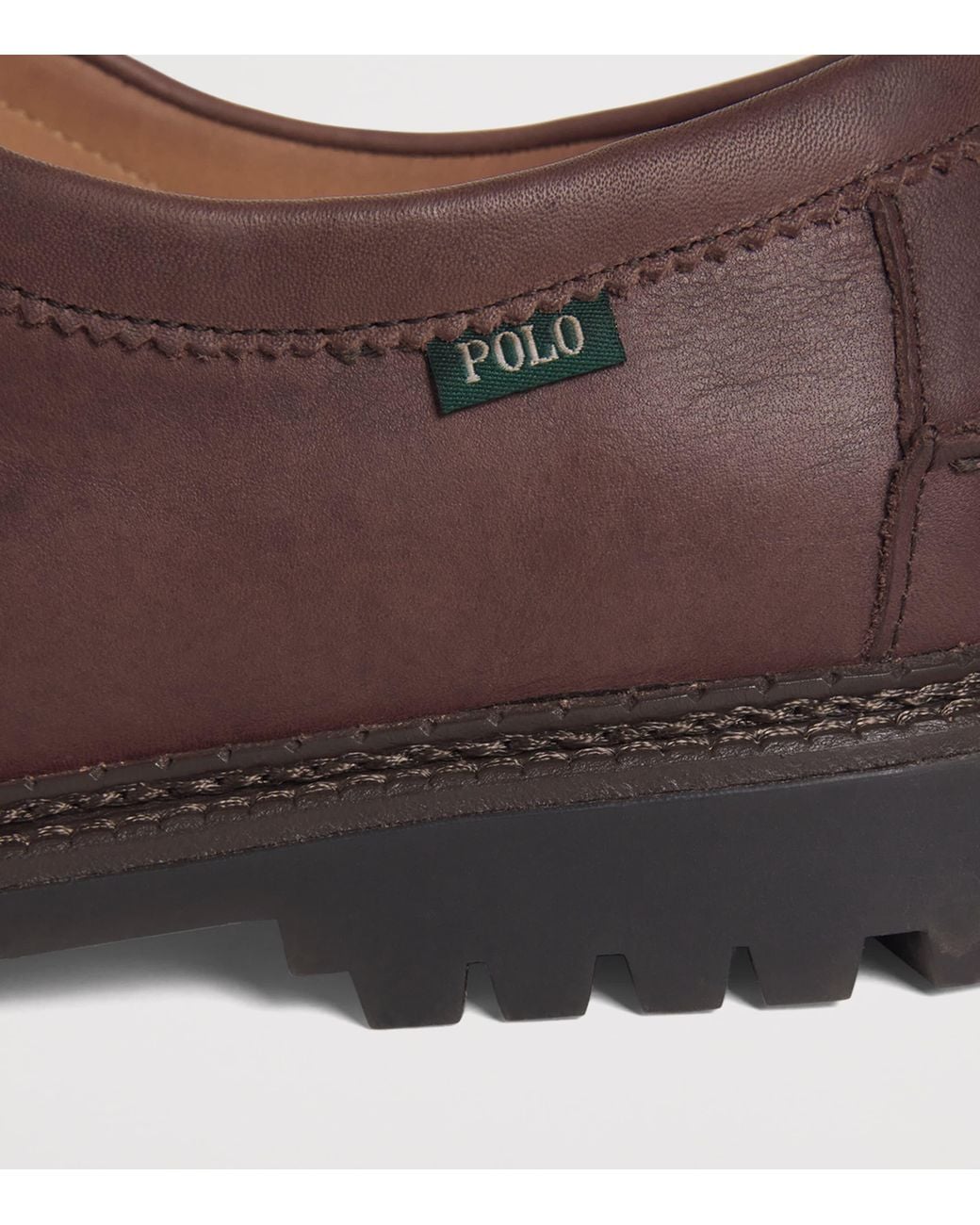 Polo Ralph Lauren Oiled Leather Moc-Toe Jett Shoes in Brown  display picture 2
