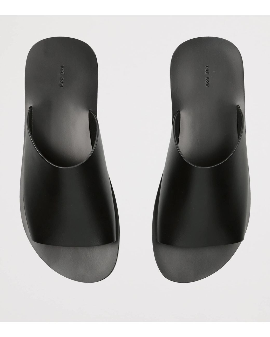 The Row Black Hugh Suede Slides for men