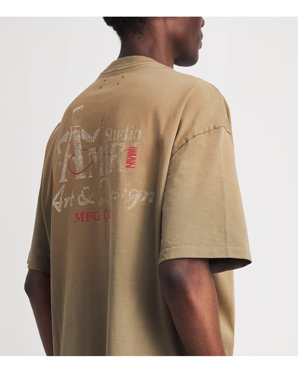 Amiri Brown Cotton Studio Print T-Shirt for men