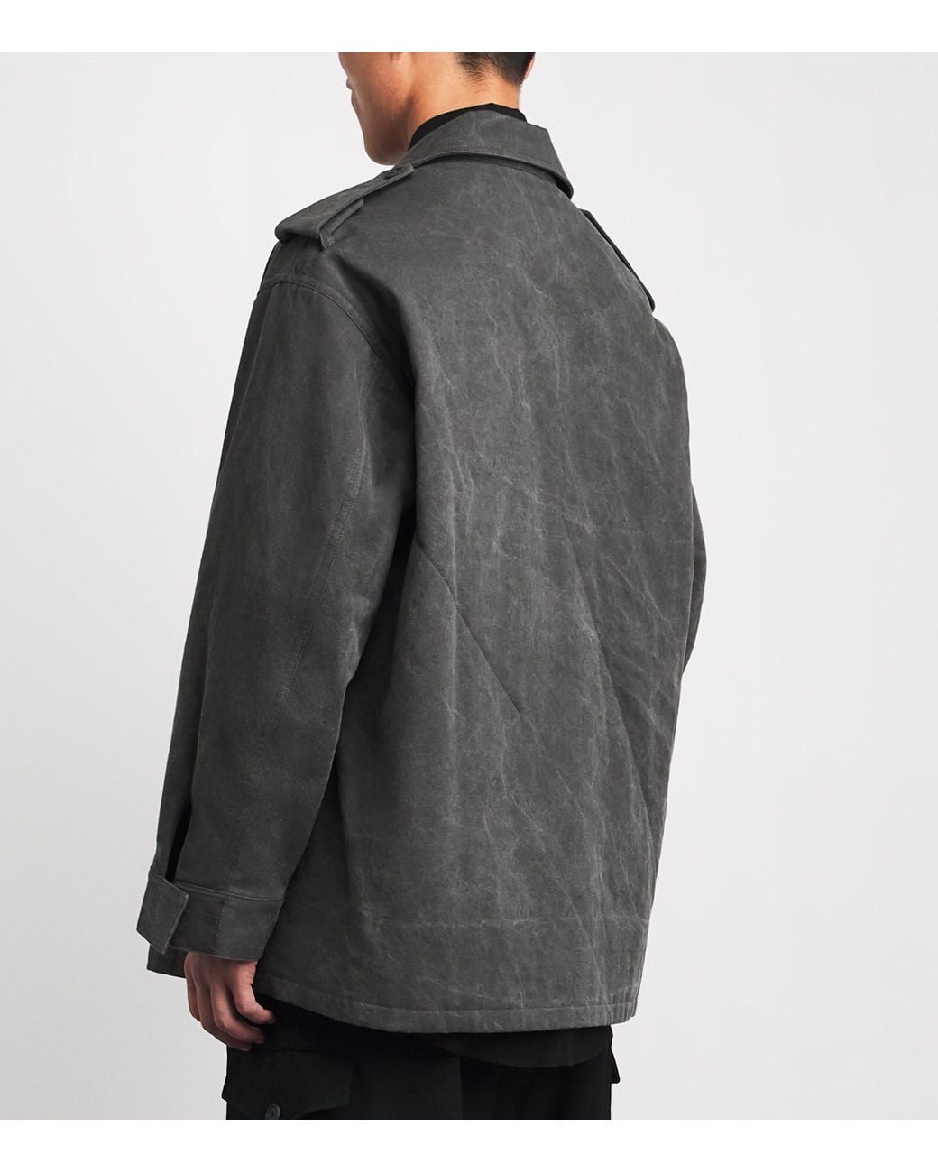 Yohji Yamamoto Gray Cotton Twill Padded Jacket for men