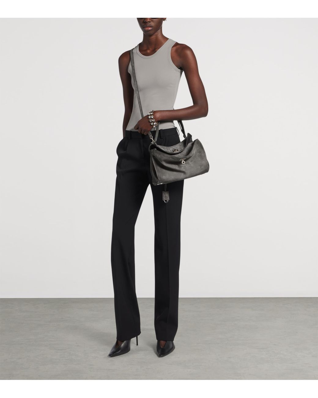 Balenciaga Black Small Suede Rodeo Top-Handle Bag