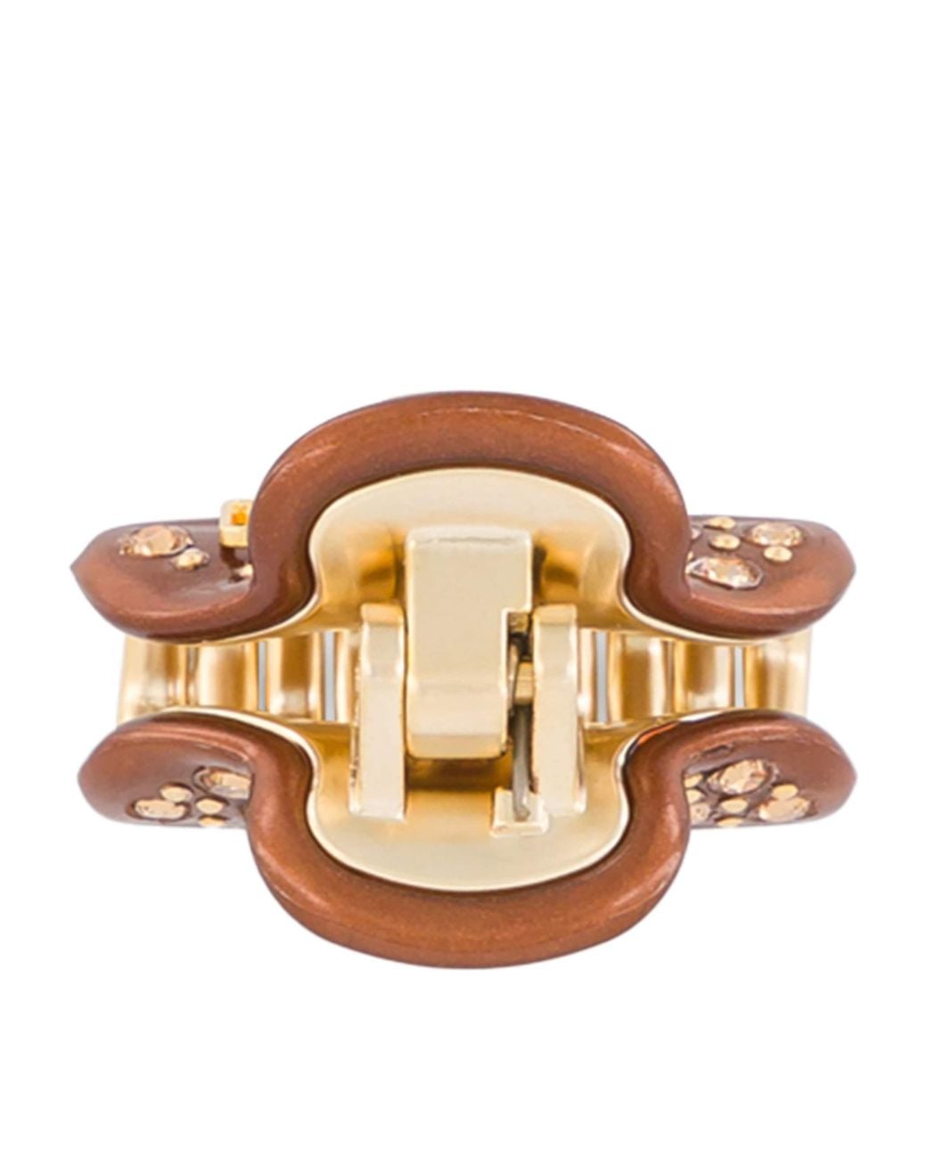 Alexandre De Paris Brown Plated Crystal-Embellished Claw Hair Clip